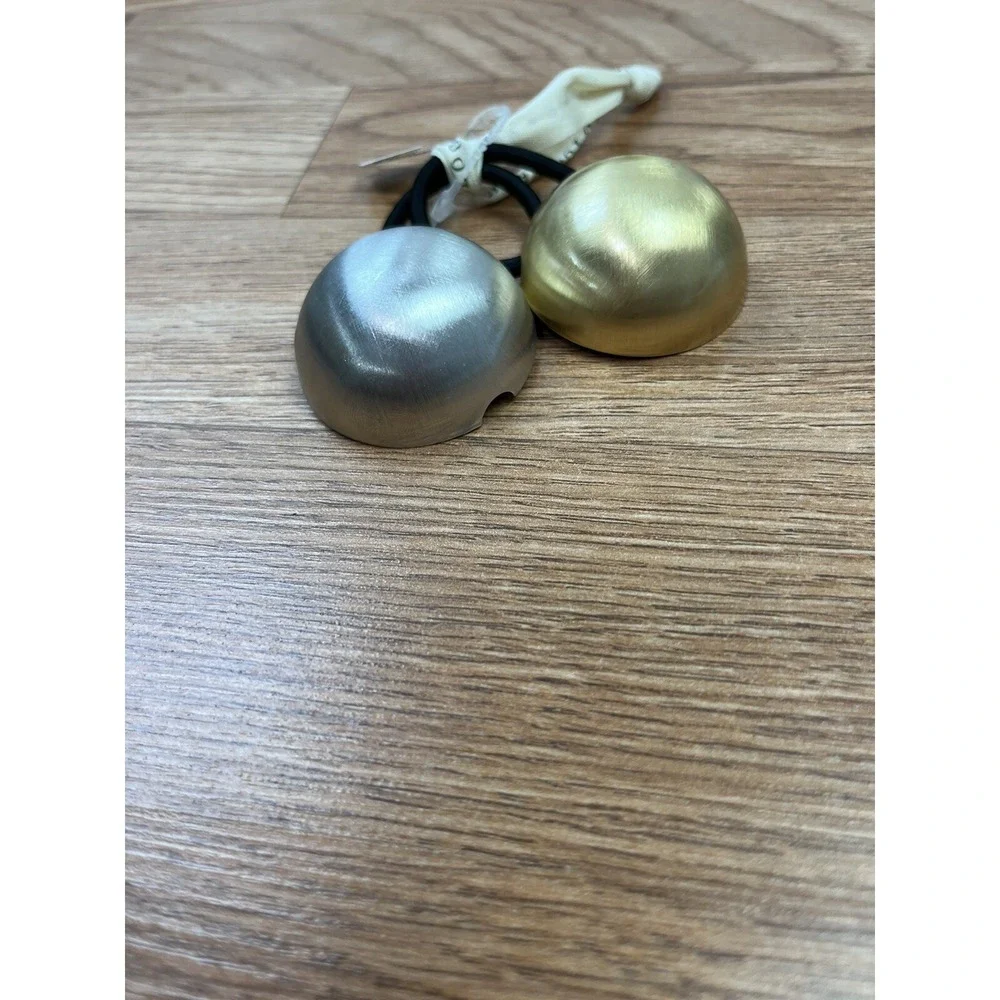Anthropologie 2 Pack Ponytail Holders Hard‎ Metal Silver Gold Hair Ties NEW